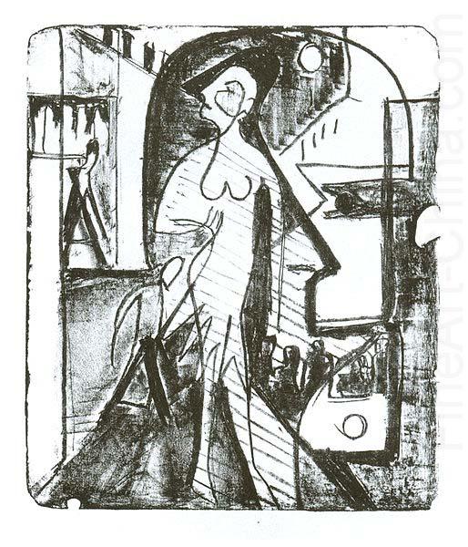 Entcounter - lithography, Ernst Ludwig Kirchner